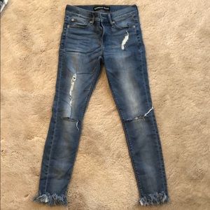 Express Mid Rise Fringe Jeans